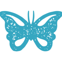 Nature hand drawn elegant butterfly winged insect summer spring wild fauna flora blue grunge texture png
