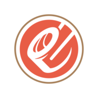 Chopsticks holding roll in circle frame hand drawn icon vintage illustration png
