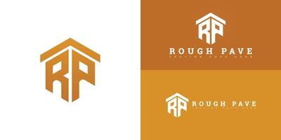 Abstract hexagon initial letter RP or PR in gold color isolated on multiple background colors. The logo is suitable for construction equipment services logo design inspiration templates. vector