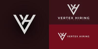 Abstract triangle initial letter VH or HV in silver-white color isolated on multiple background colors. The logo is suitable for Staffing and Recruiting Company logo design inspiration templates. vector