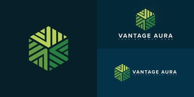 Abstract hexagon initial letter VA or AV in green color isolated on multiple background colors. The logo is suitable for modern health app logo design inspiration templates. vector