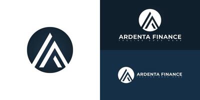 Abstract circle initial letter AF or FA in deep blue color isolated on multiple background colors. The logo is suitable for online financial and insurance logo design inspiration templates. vector