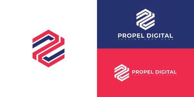 Abstract hexagon initial letter PD or DP in red-blue color isolated on multiple background colors. The logo is suitable for modern marketing agency logo design inspiration templates. vector