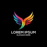 Wings logo colorful gradient illustration. Wings logo . Wings logo for business. vector