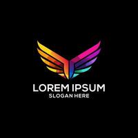 Wings logo colorful gradient illustration. Wings logo . Wings logo for business. vector