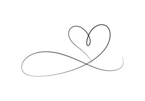 Heart continuous single line drawing digital illustration vector