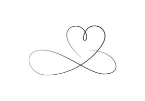 Heart continuous single line drawing digital illustration vector