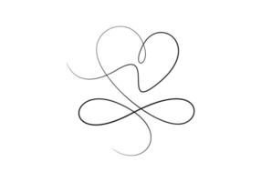 Heart continuous single line drawing digital illustration vector