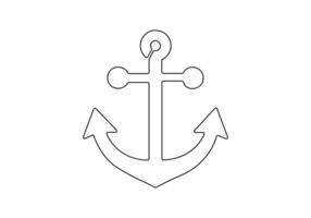 Ship anchor in continuous one line drawing digital illustration vector