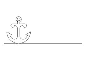 Ship anchor in continuous one line drawing digital illustration vector