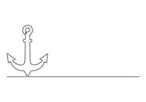 Ship anchor in continuous one line drawing digital illustration vector