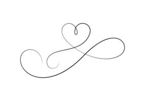 Heart continuous single line drawing digital illustration vector