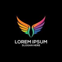 Wings logo colorful gradient illustration. Wings logo . Wings logo for business. vector