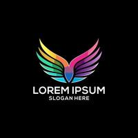 Wings logo colorful gradient illustration. Wings logo . Wings logo for business. vector