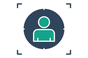 Customer focus icon. people with target. icon related to business start up. solid icon style. vector
