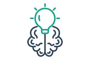 Brainstorm icon. brain with lightbulb. icon related to idea, inspire. line icon style. business elements illustration vector