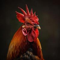 Close Up Portrait of a Rooster With a Red Comb and Wattles photo