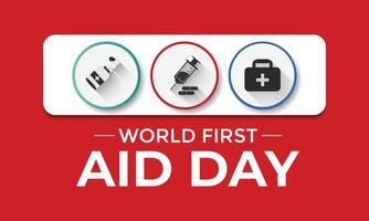 First Aid Day is celebrated every September on the second Saturday. It,s Serves as a reminder of the importance of preparedness and quick action in emergency situations, promoting a safer. vector