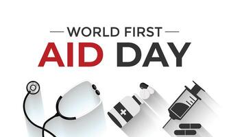 First Aid Day is celebrated every September on the second Saturday. It,s Serves as a reminder of the importance of preparedness and quick action in emergency situations, promoting a safer. vector