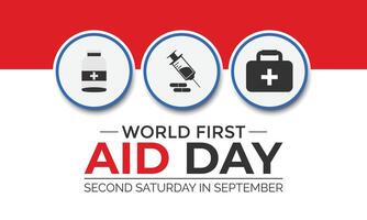 First Aid Day is celebrated every September on the second Saturday. It,s Serves as a reminder of the importance of preparedness and quick action in emergency situations, promoting a safer. vector