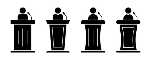 podium speech icon set. speaker's podium symbol. conference sign. simple design isolated on white background vector