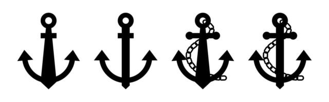 boat anchor icon set. vintage design isolated on white background vector