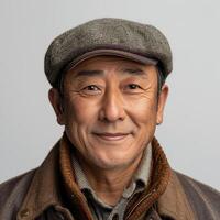 Portrait of an Elderly Man Wearing a Cap and Brown Jacket photo