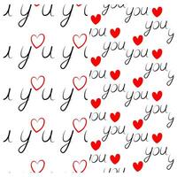 Love you Hand lettering with hearts Seamless pattern. Greeting backdrop or wallpaper design concept Set of 2. Isolate. EPS . Wrapping, package or web, cards, poster, banner, brochure, promo idea vector