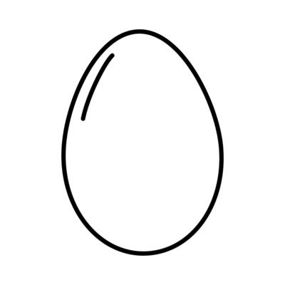 Chicken egg outline Black on white background. Single object in minimalistic style. Logo Icon idea. Isolated EPS. Sticker, card, poster, banner, price tag, label or web, promo design concept