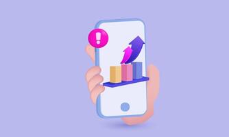 3d icon realistic graph icon hand holding mobile new idea concept vector