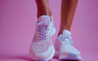 White Sneakers on Pink, Ready for the Run photo