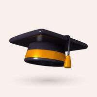 3D graduation cap icon. Symbolizing completion of high school, college, or university. Mortarboard representing education and degree ceremonies. 3D rendering. vector