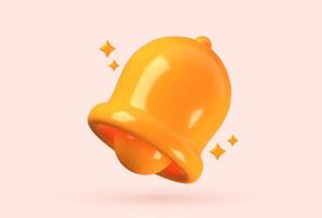 3D calendar notification bell icon with floating speech bubbles. Represents a calendar alert in a 3D concept, ideal for social media elements. vector