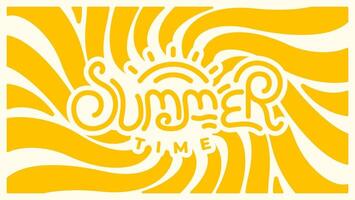 Vintage horizontal background with vibrant sunburst reminiscent of the 60s and 70s era. Stylish and colorful graphic print. vector