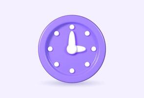 3D rendered clock, isolated on a blue background. Volumetric 3D icon of an clock, symbolizing reminders and deadlines. vector