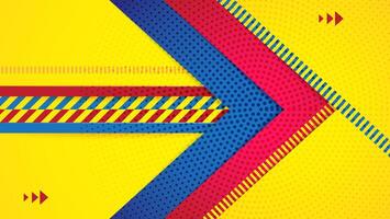 Hipster abstract modern geometric background. Bright yellow banners with blue and red stripes, textured background. Business templates for bright colors. vector