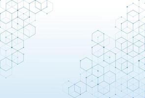 Abstract hexagonal molecular structures in technology background and science style. Medical design. vector