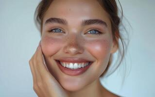 A Captivating Smile Illuminates a Woman's Face in a Portrait photo