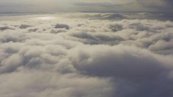 Aerial view of the upper part of the broadcasting tower in the fog video