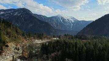 Aerial view of the Lashpsy river valley, which flows into the lake Ritsa video