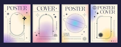 Abstract aesthetic gradient background y2k posters vector