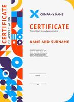 Certificate template, Memphis geometric elements vector
