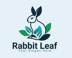 Rabbit with leaf logo design combination, illustration EPS10 vector
