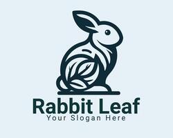 Rabbit with leaf logo design combination, illustration EPS10 vector