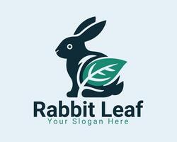 Rabbit with leaf logo design combination, illustration EPS10 vector