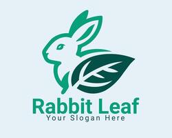 Rabbit with leaf logo design combination, illustration EPS10 vector