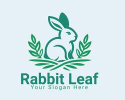 Rabbit with leaf logo design combination, illustration EPS10 vector