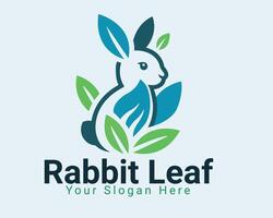 Rabbit with leaf logo design combination, illustration EPS10 vector