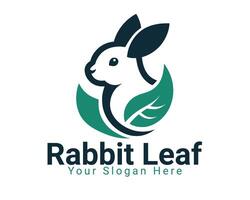 Rabbit with leaf logo design combination, illustration EPS10 vector