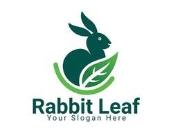 Rabbit with leaf logo design combination, illustration EPS10 vector